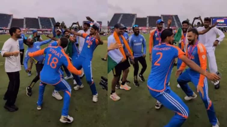 Virat Kohli Dances With Arshdeep Singh Rinku Singh Video IND vs SA T20 World Cup 2024