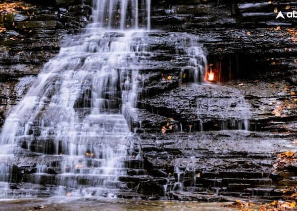 Eternal Flame Falls where fire always burns in the middle…