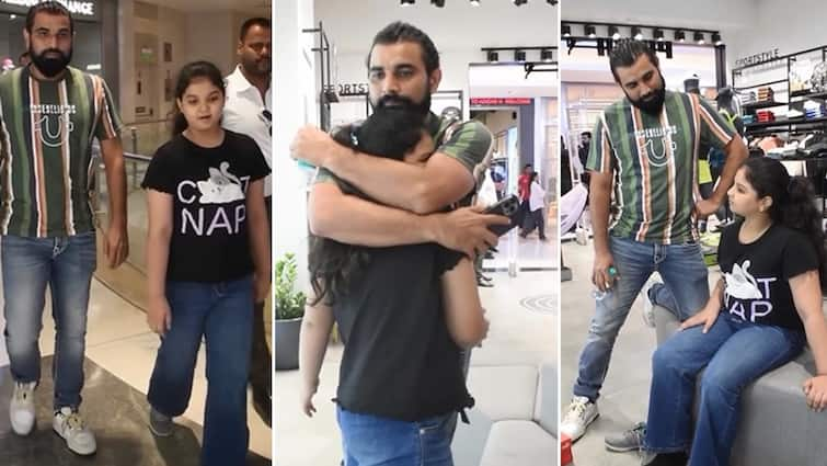 watch mohammed shami meets daughter after a long time gets emotional while hugging